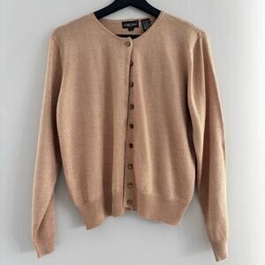 Vintage Jeanne Pierre Petites Gold Metallic Shimmer Button Cardigan Size Small